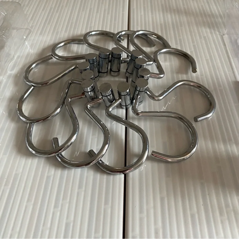 Shower Curtain Hooks Splash Silver Omega Set of 12 EUC
